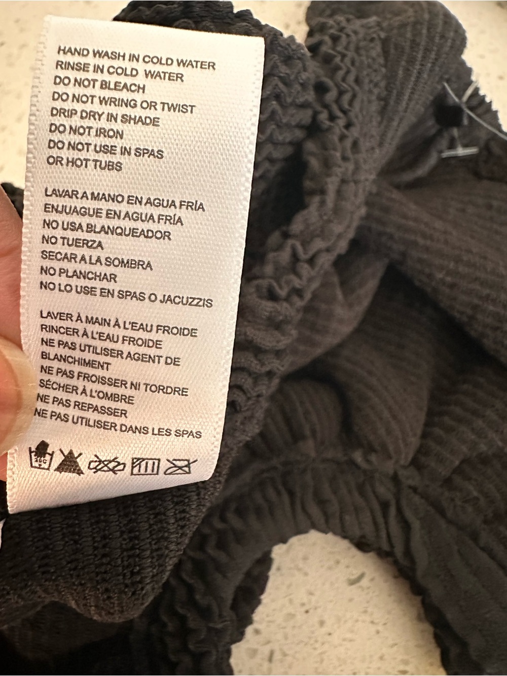 New DKNY Black Textured Crinkle Swimsuit O-Ring One-Piece Bathing Suit Vacation - Picture 13 of 14